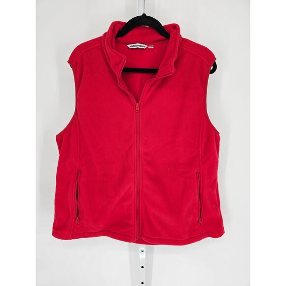 Outdoor Ventures Women's Sleeveless Red Full-Zipper Fleece Vest Size 2XL - Picture 1 of 4